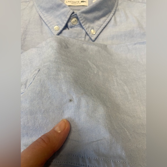 Lacoste Button Down Men's 46 Size XXL Blue Oxford Dress Shirt Long Sleeve Cotton - Picture 11 of 11